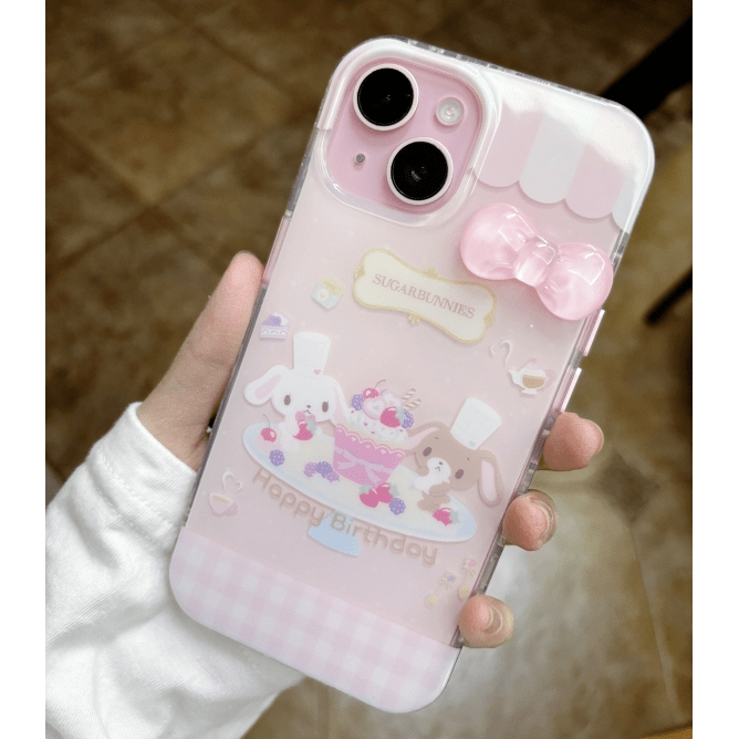 Cute Sugarbunnies 3D Bowknot iPhone Case - ArtGalleryZen