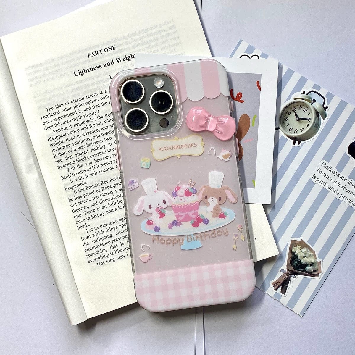 Cute Sugarbunnies 3D Bowknot iPhone Case - ArtGalleryZen