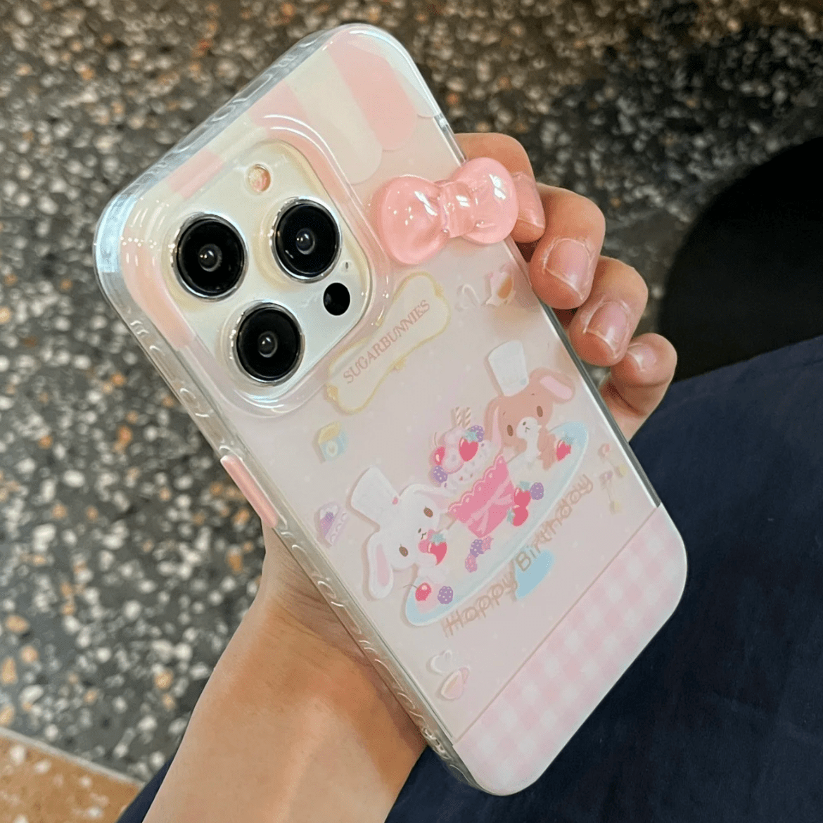 Cute Sugarbunnies 3D Bowknot iPhone Case - ArtGalleryZen