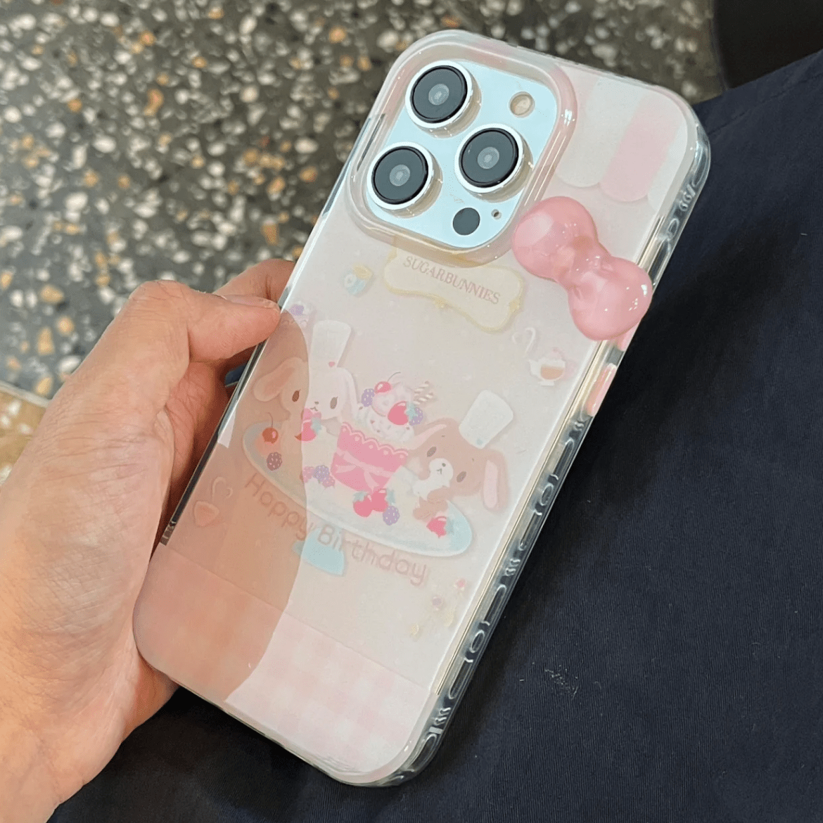 Cute Sugarbunnies 3D Bowknot iPhone Case - ArtGalleryZen