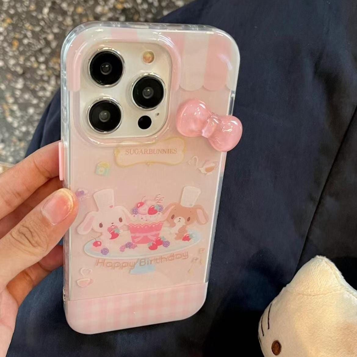 Cute Sugarbunnies 3D Bowknot iPhone Case - ArtGalleryZen