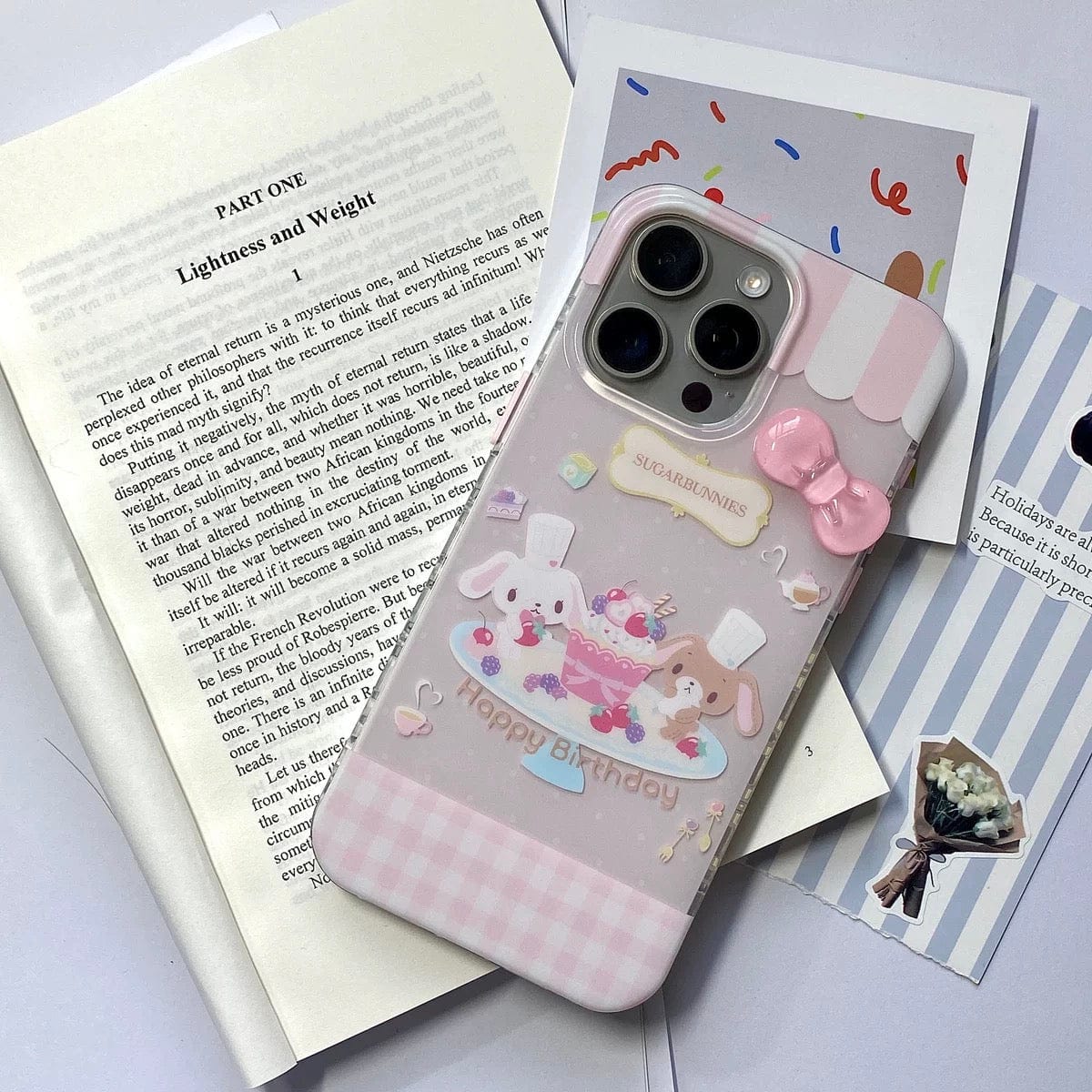 Cute Sugarbunnies 3D Bowknot iPhone Case