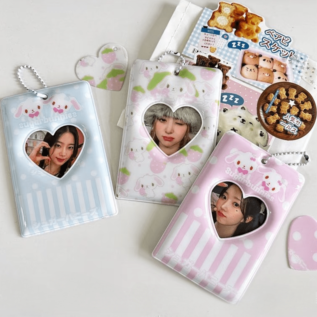 Cute Sugarbunnies Kpop Keychain Photocard Holder - ArtGalleryZen