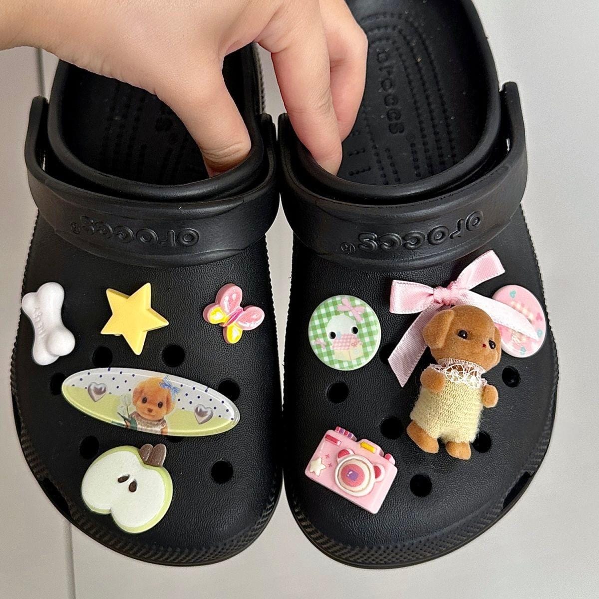 Cute Sylvanian Bowknot Crocs Sandals Decoration Shoe Charms - ArtGalleryZen