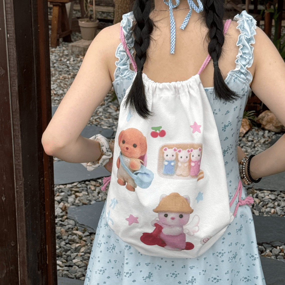 Cute Sylvanian Families Drawstring Backpack - ArtGalleryZen