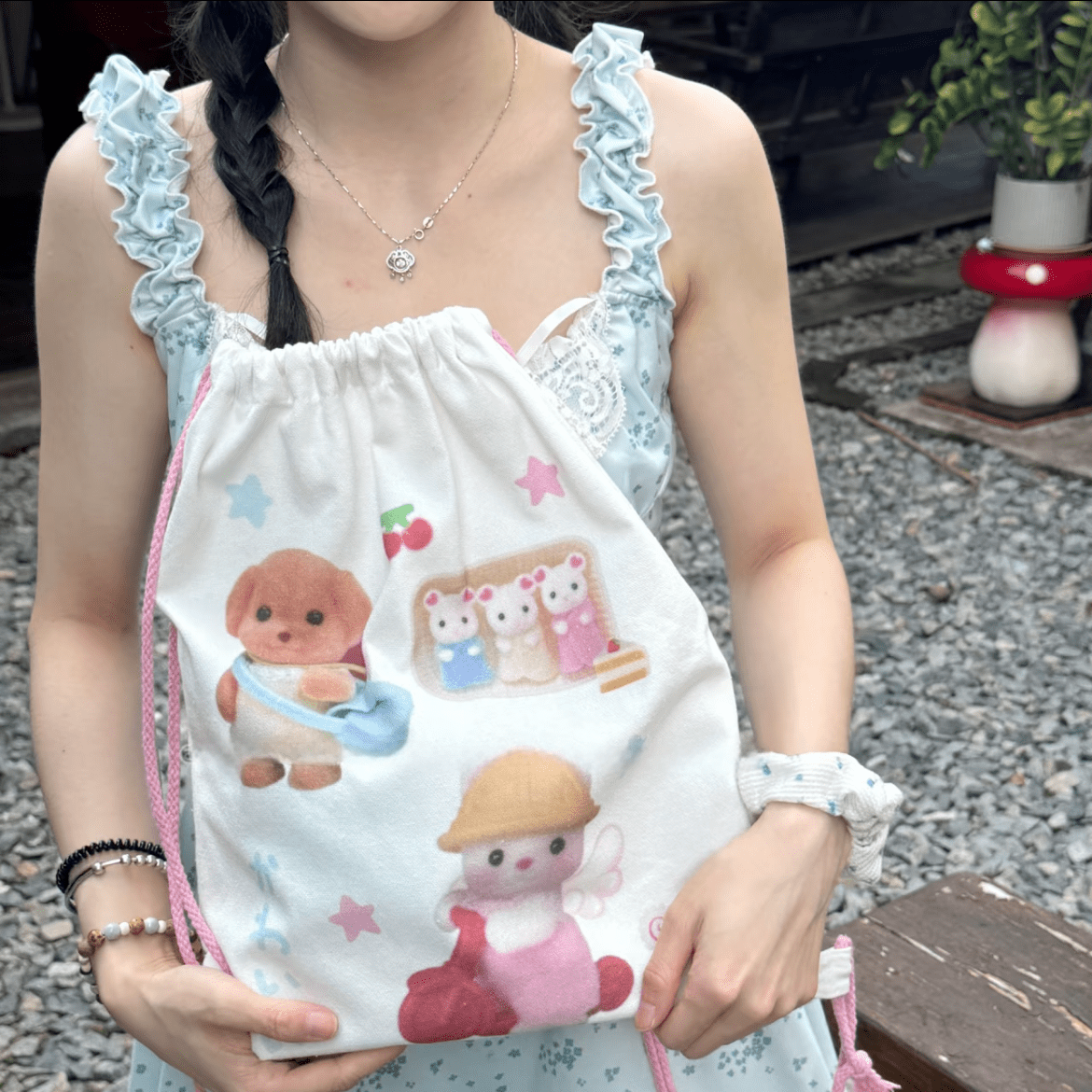 Cute Sylvanian Families Drawstring Backpack - ArtGalleryZen