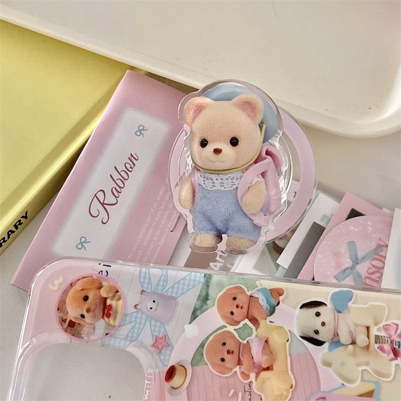 Cute Sylvanian Families Magnetic Stand iPhone Case - ArtGalleryZen