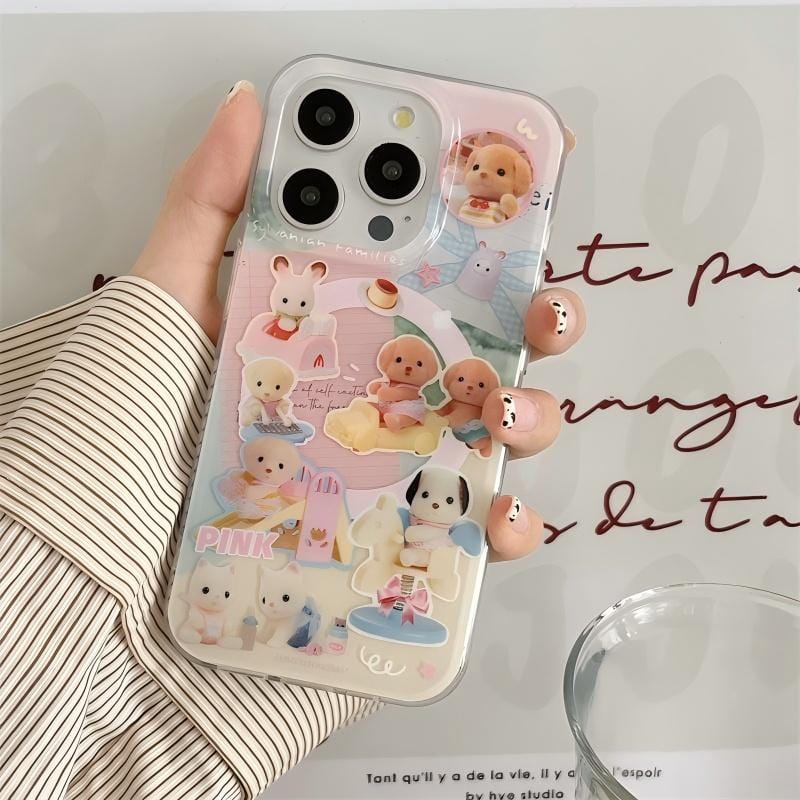 Cute Sylvanian Families Magnetic Stand iPhone Case - ArtGalleryZen