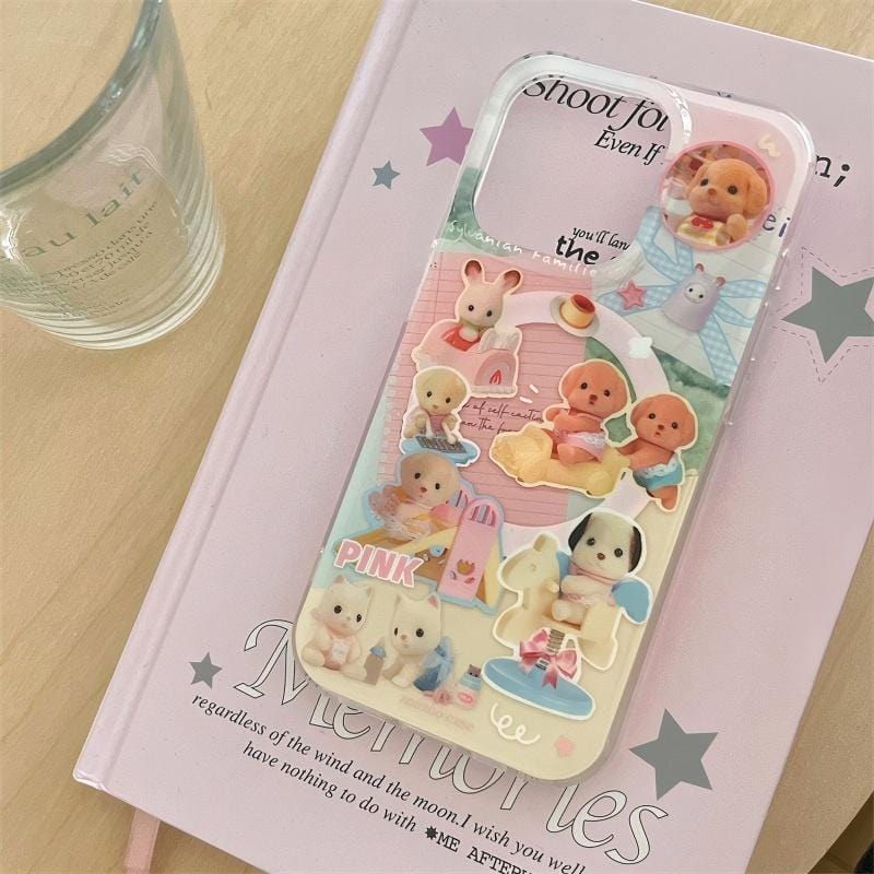 Cute Sylvanian Families Magnetic Stand iPhone Case - ArtGalleryZen