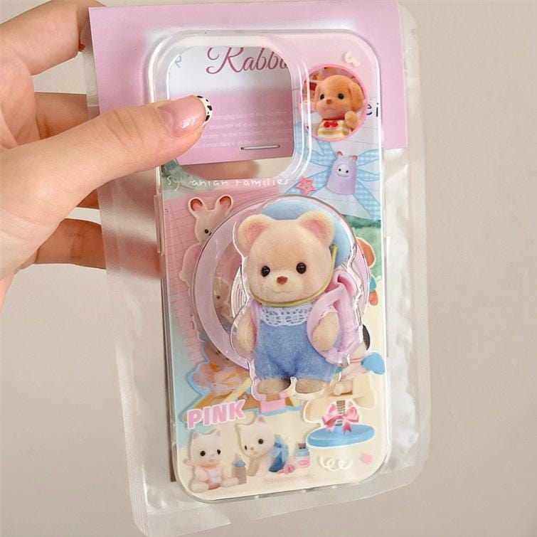 Cute Sylvanian Families Magnetic Stand iPhone Case - ArtGalleryZen
