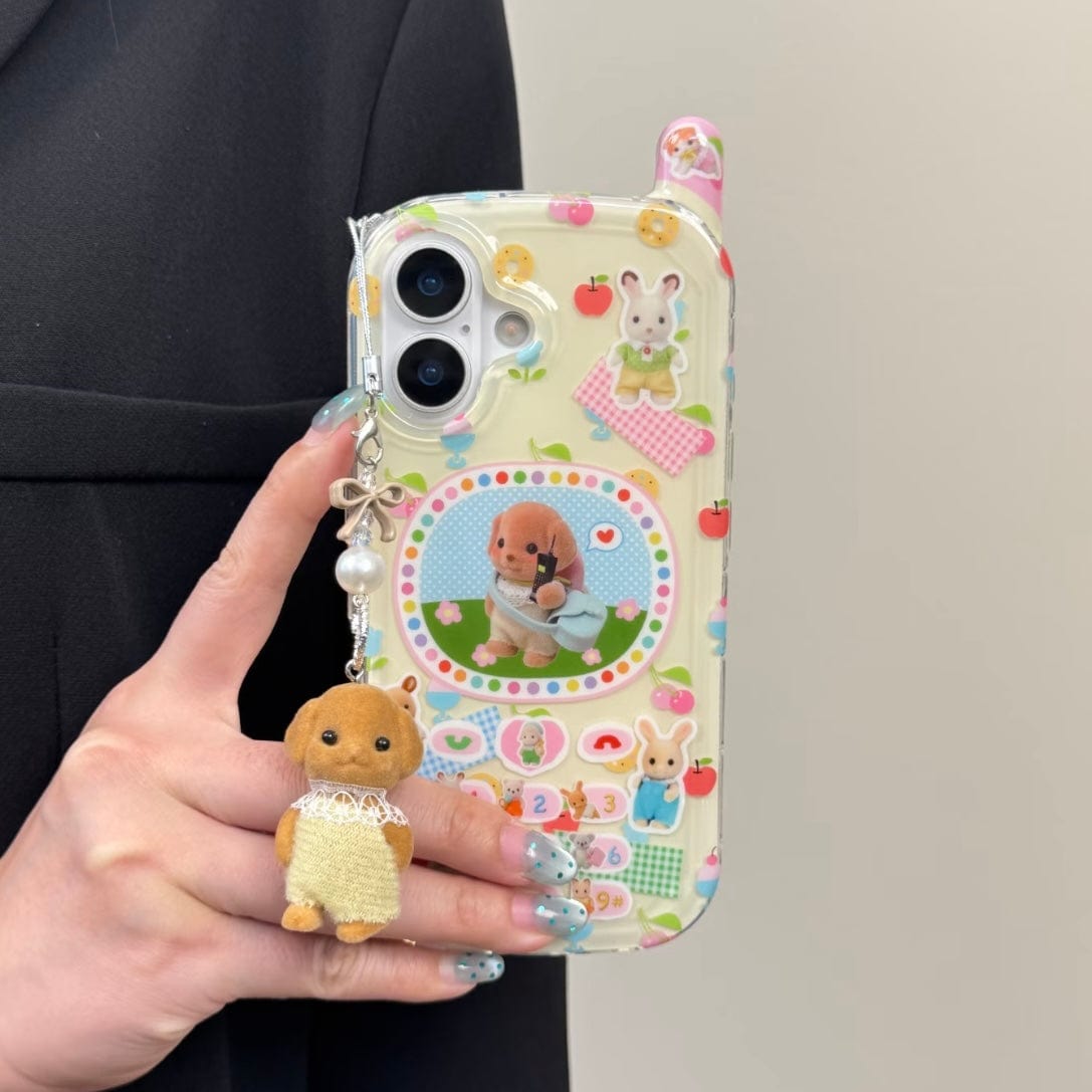 Cute Sylvanian Families Phone Shaped iPhone Case With Charm - ArtGalleryZen