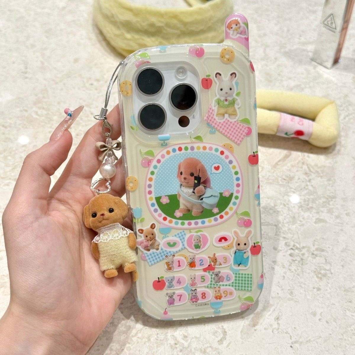 Cute Sylvanian Families Phone Shaped iPhone Case With Charm - ArtGalleryZen