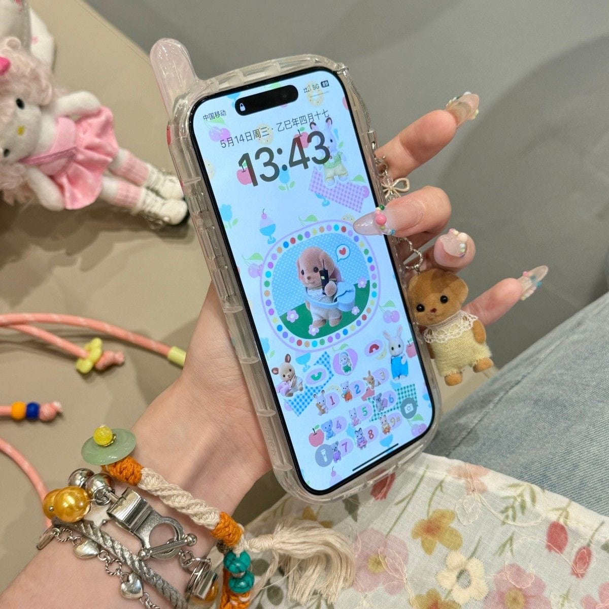 Cute Sylvanian Families Phone Shaped iPhone Case With Charm - ArtGalleryZen