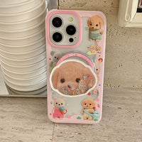 Thumbnail for Cute Sylvanian Families Puppy Shaker Magnetic Stand iPhone Case - ArtGalleryZen