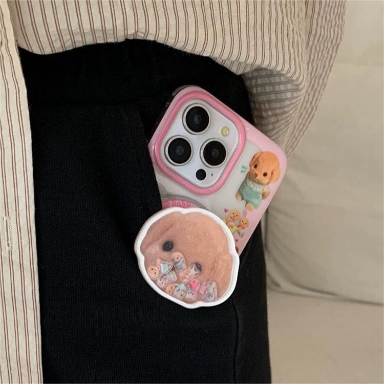 Cute Sylvanian Families Puppy Shaker Magnetic Stand iPhone Case - ArtGalleryZen