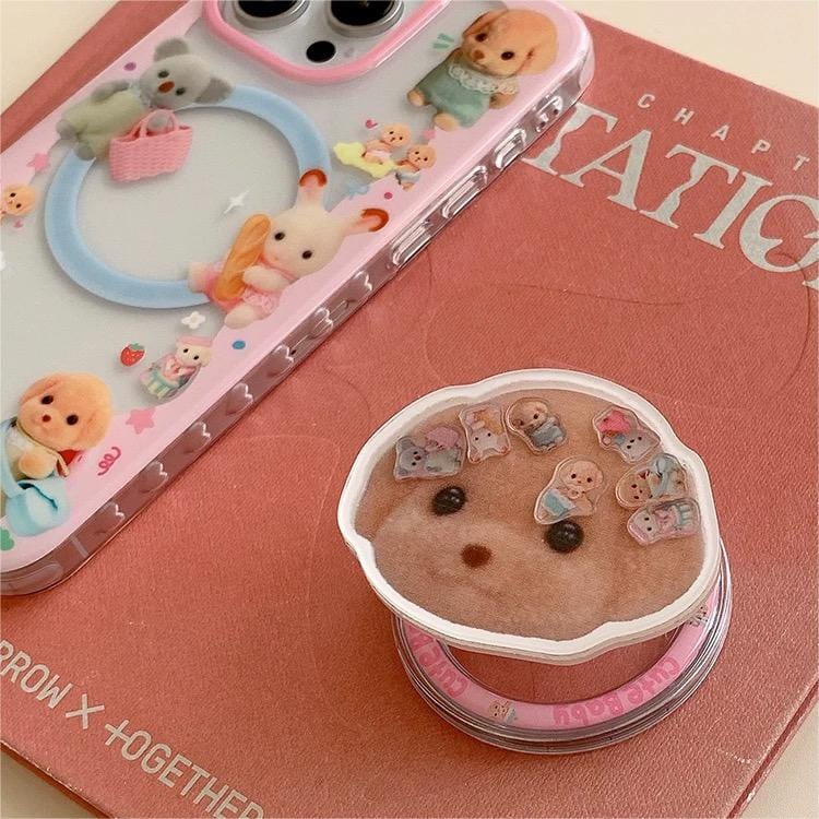 Cute Sylvanian Families Puppy Shaker Magnetic Stand iPhone Case