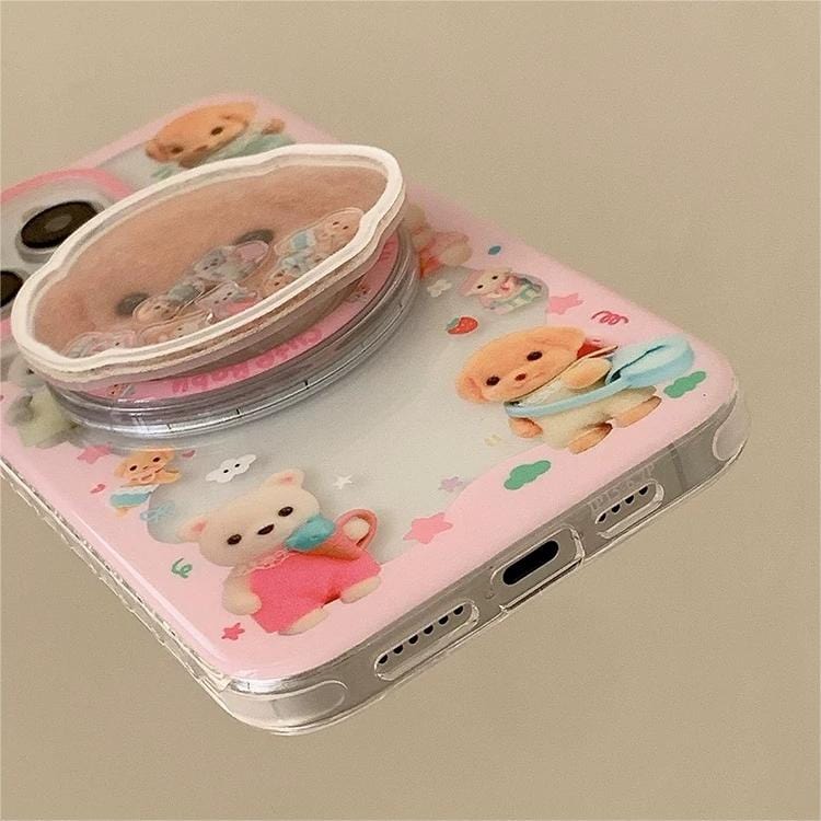 Cute Sylvanian Families Puppy Shaker Magnetic Stand iPhone Case