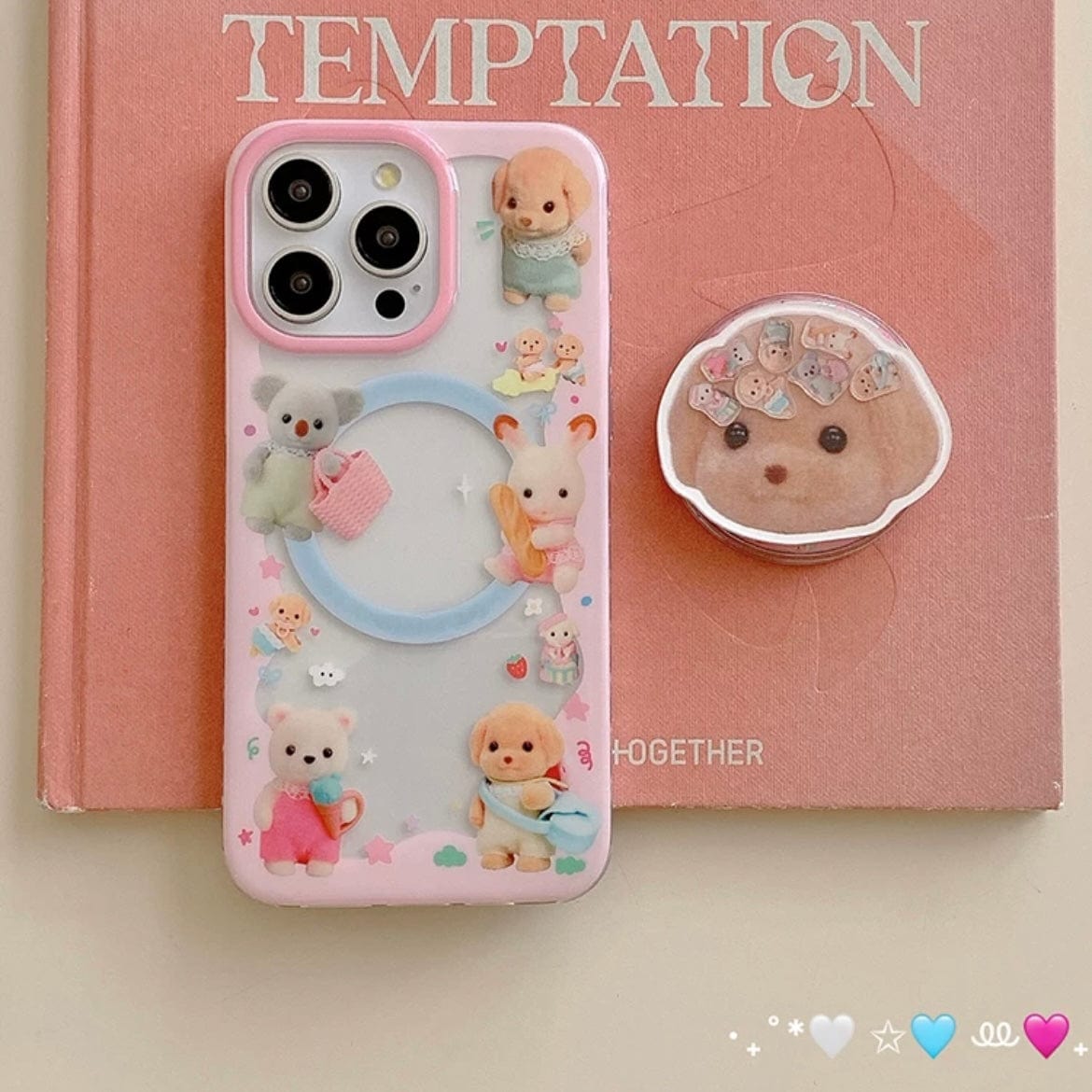 Cute Sylvanian Families Puppy Shaker Magnetic Stand iPhone Case