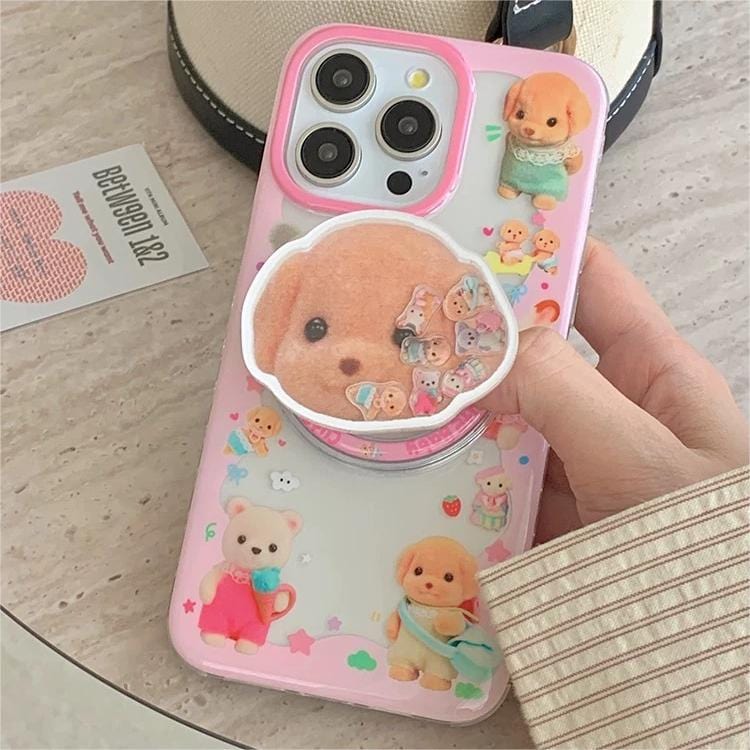 Cute Sylvanian Families Puppy Shaker Magnetic Stand iPhone Case