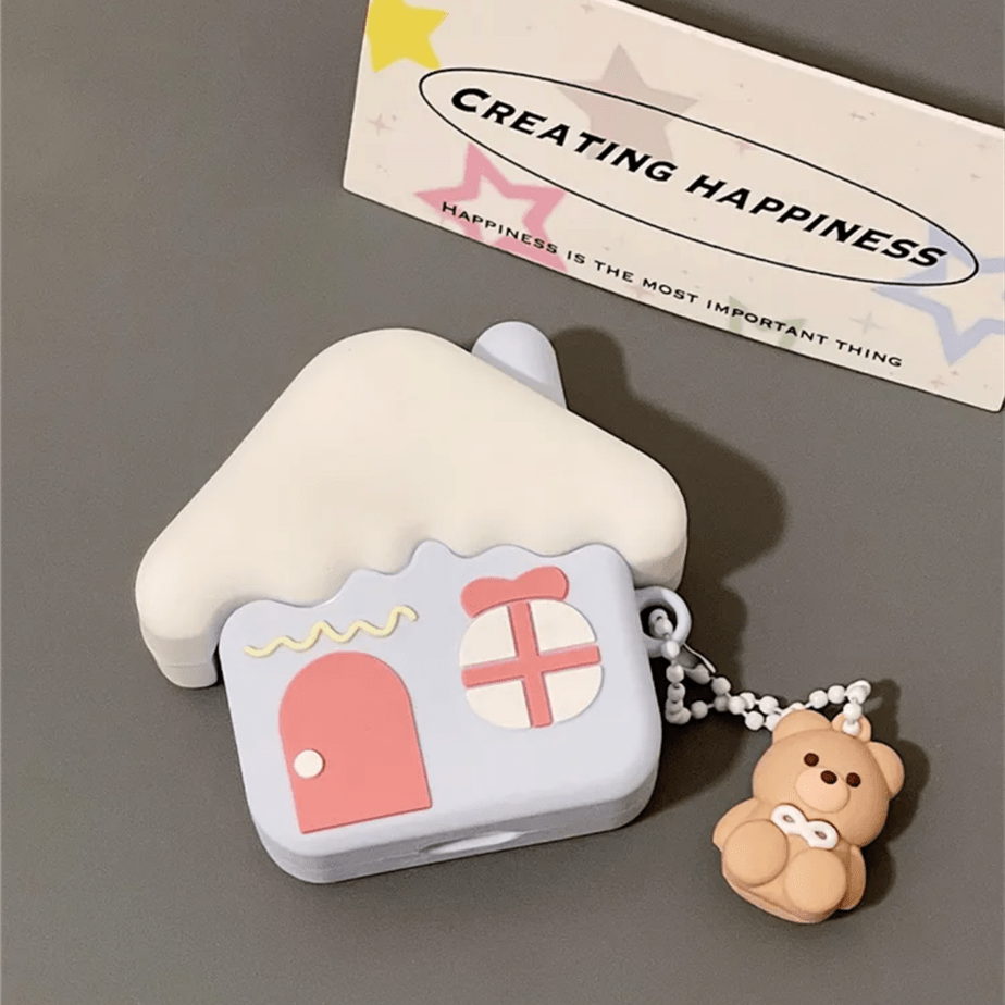 Cute Teddy Bear House AirPods Earphone Case - ArtGalleryZen