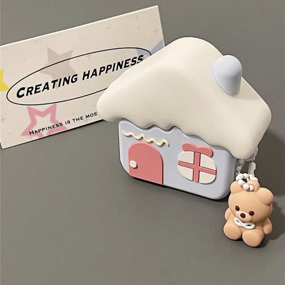 Cute Teddy Bear House AirPods Earphone Case - ArtGalleryZen