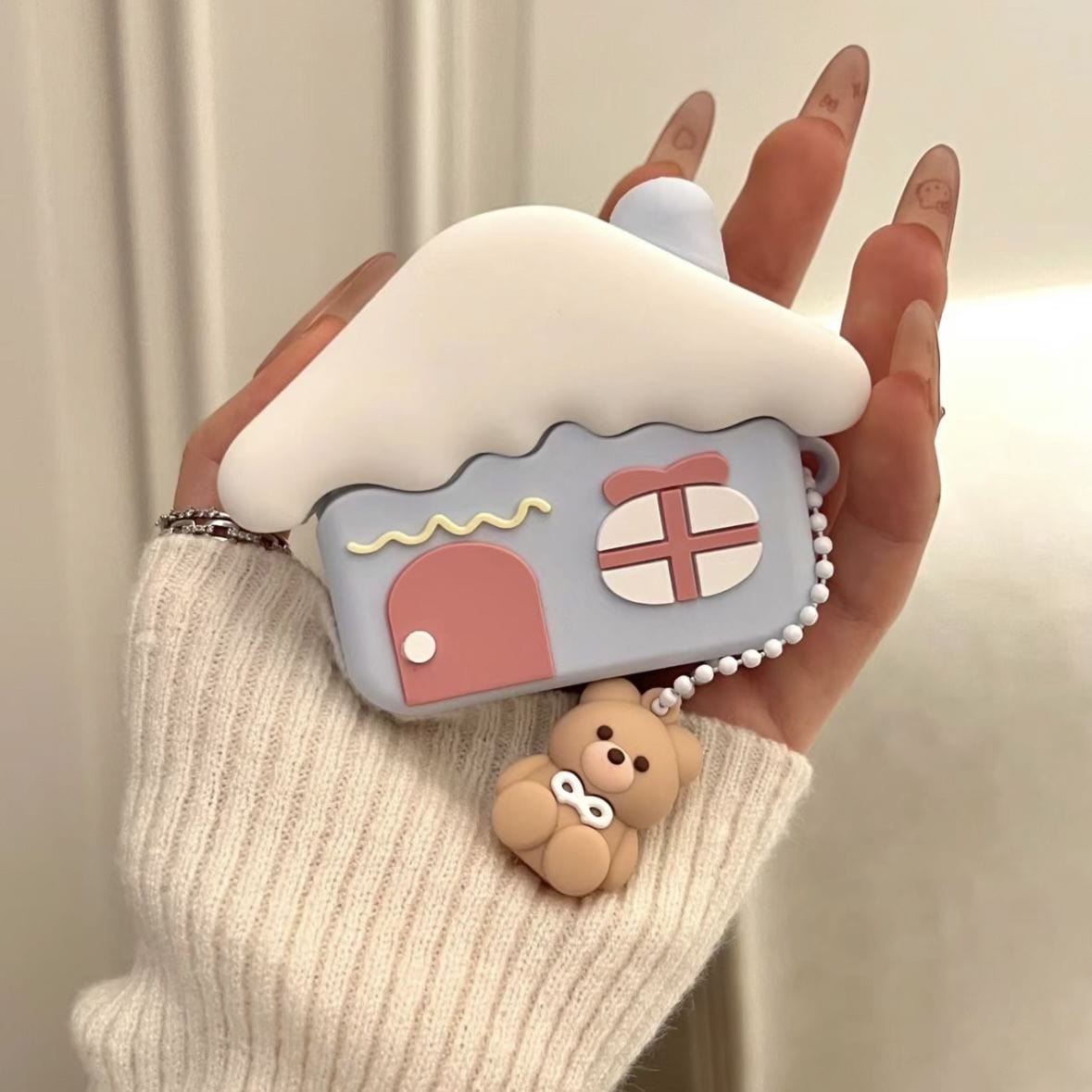 Cute Teddy Bear House AirPods Earphone Case - ArtGalleryZen