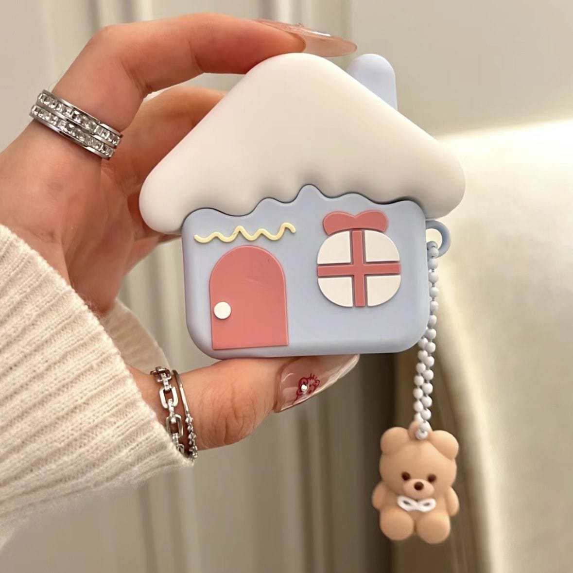 Cute Teddy Bear House AirPods Earphone Case - ArtGalleryZen