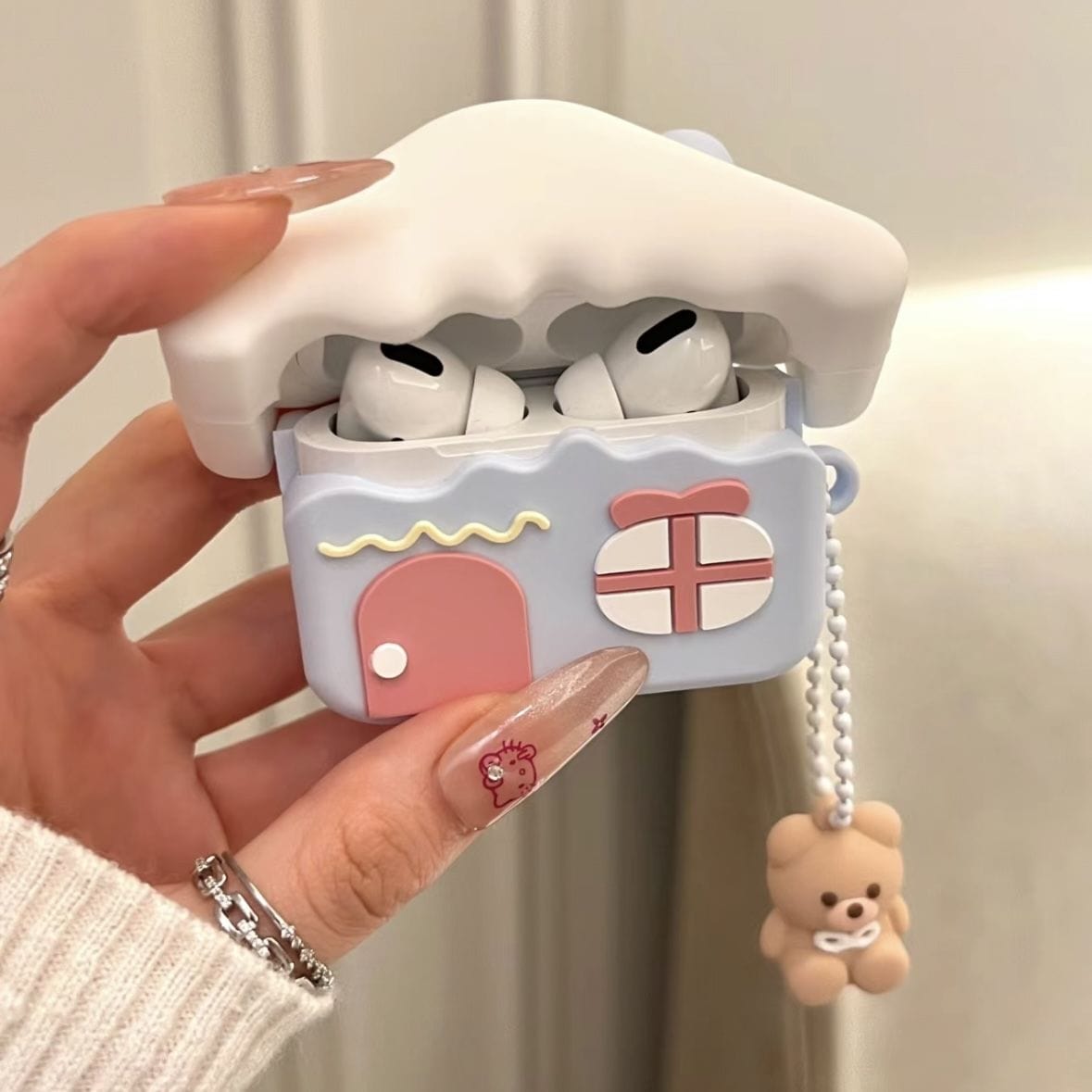 Cute Teddy Bear House AirPods Earphone Case - ArtGalleryZen