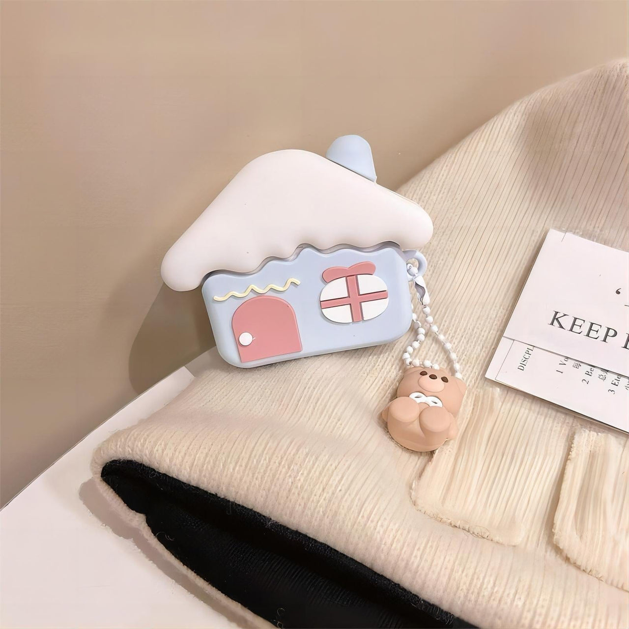 Cute Teddy Bear House AirPods Earphone Case - ArtGalleryZen