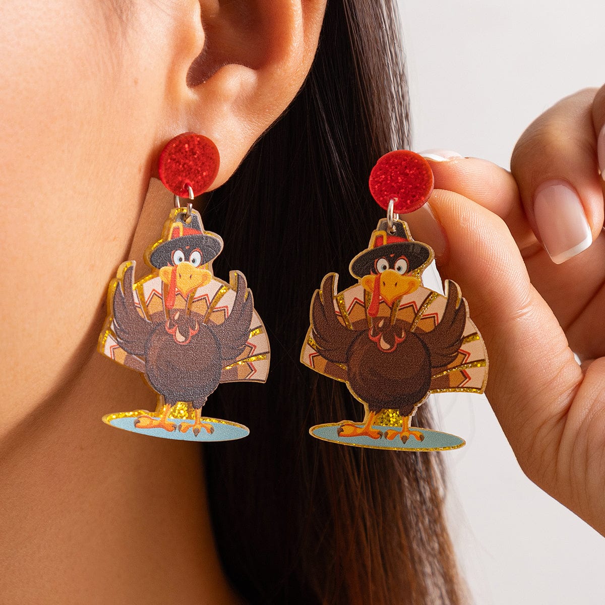 Cute Thanksgiving Turkey Dangle Earrings