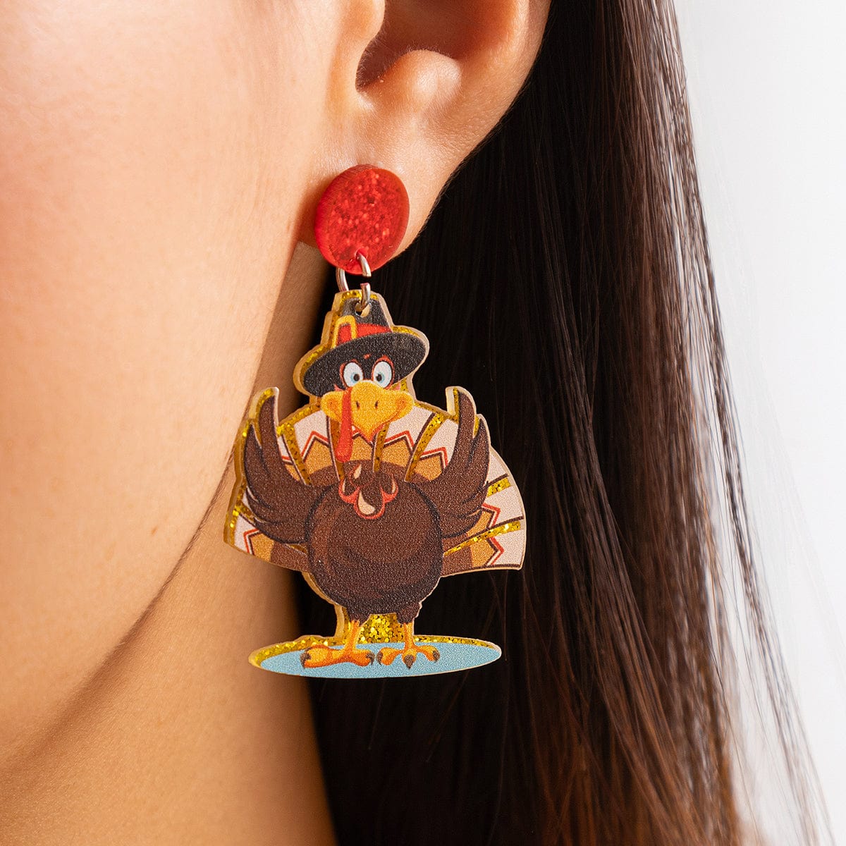 Cute Thanksgiving Turkey Dangle Earrings