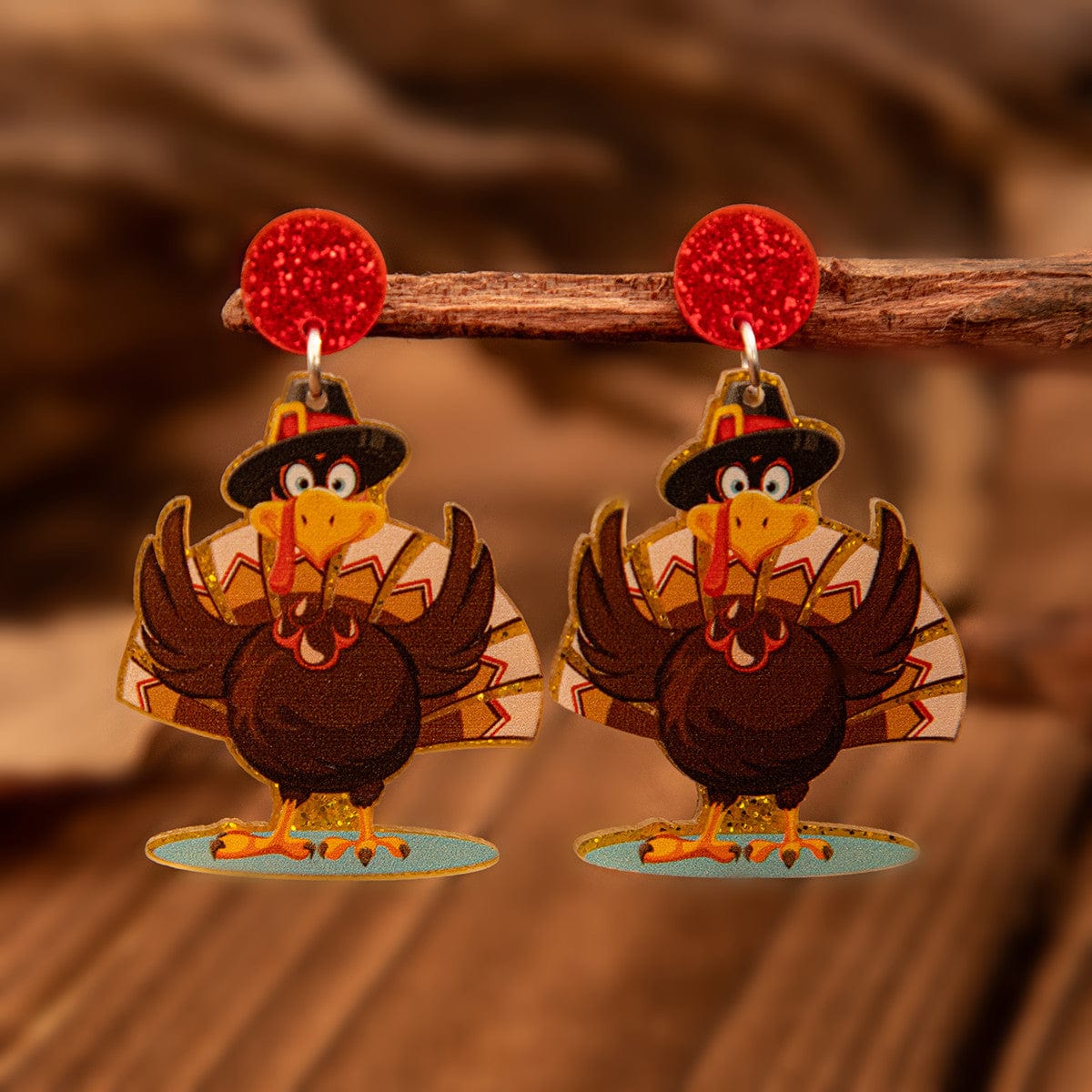 Cute Thanksgiving Turkey Dangle Earrings