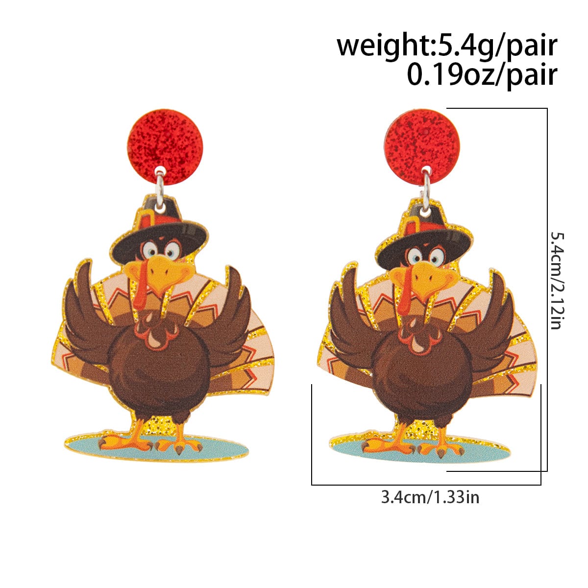 Cute Thanksgiving Turkey Dangle Earrings