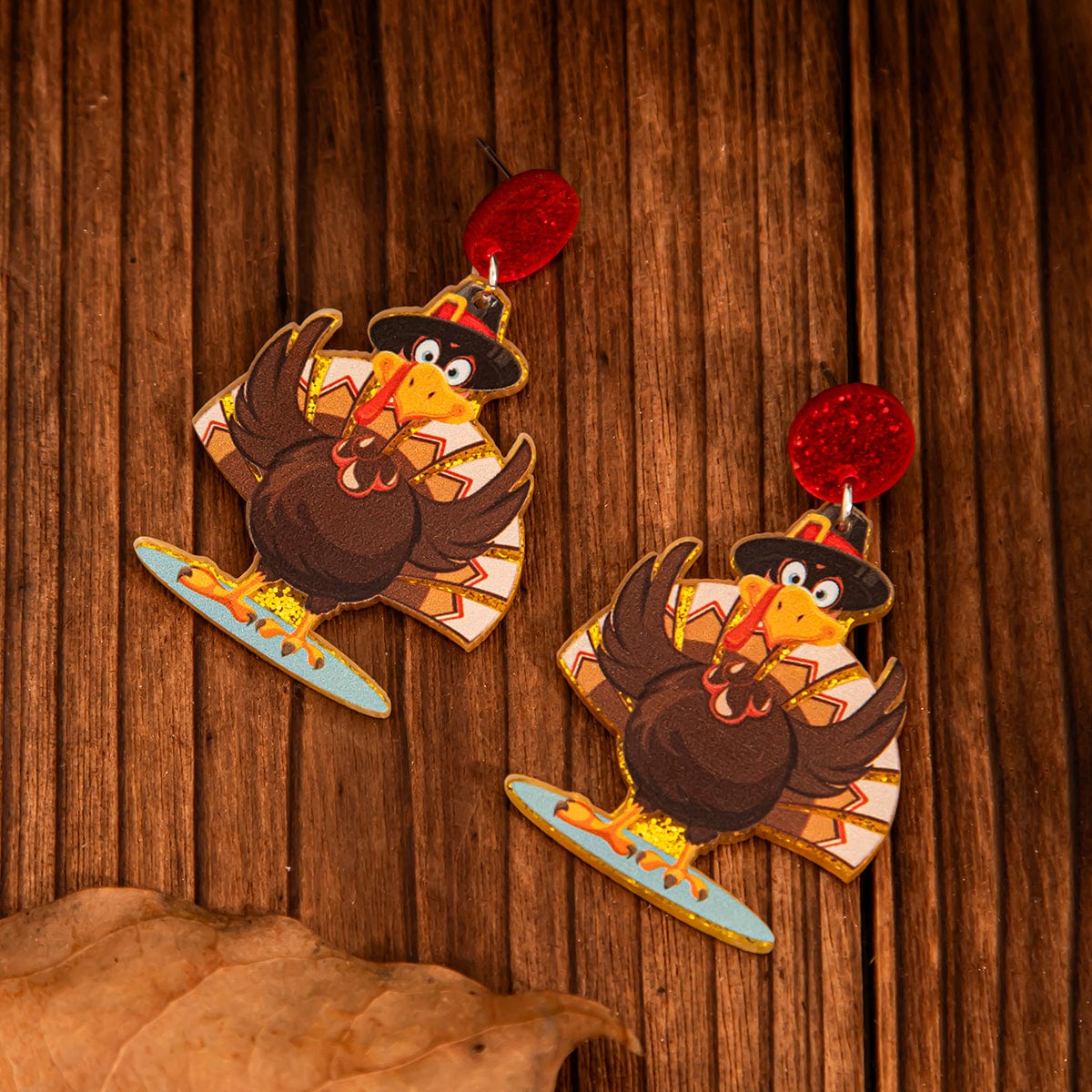 Cute Thanksgiving Turkey Dangle Earrings