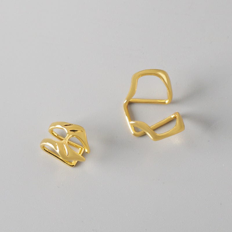 Cyberpunk 2Pcs Geometric Pattern Stackable Non Piercing Lip Cuff Set - ArtGalleryZen