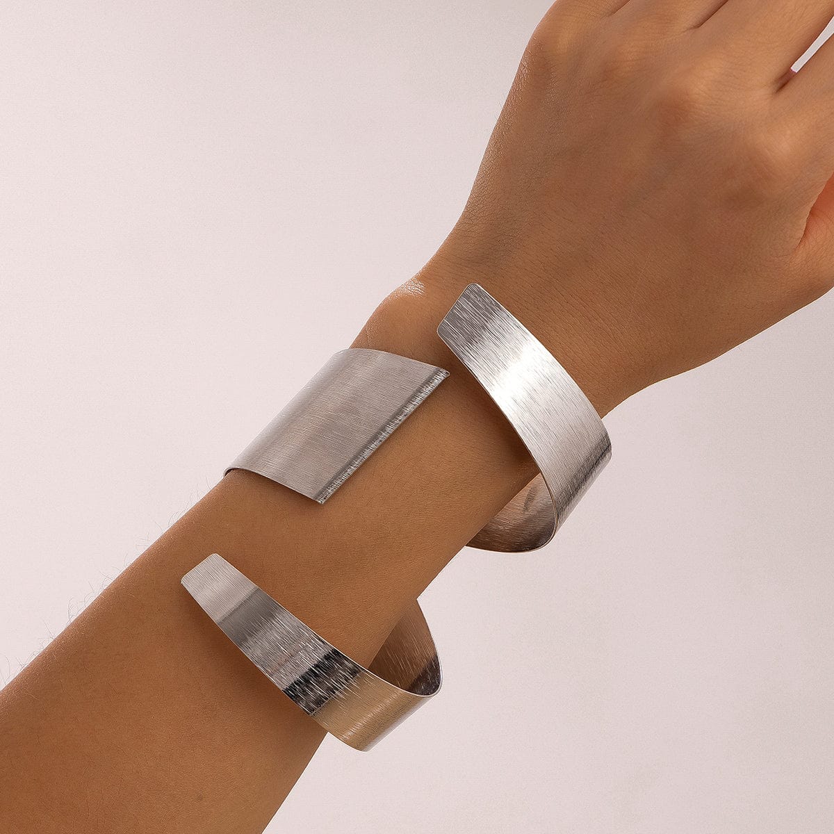 Cyberpunk Geometric Metallic Wrap Wide Cuff Bangle Bracelet