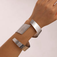 Thumbnail for Cyberpunk Geometric Metallic Wrap Wide Cuff Bangle Bracelet