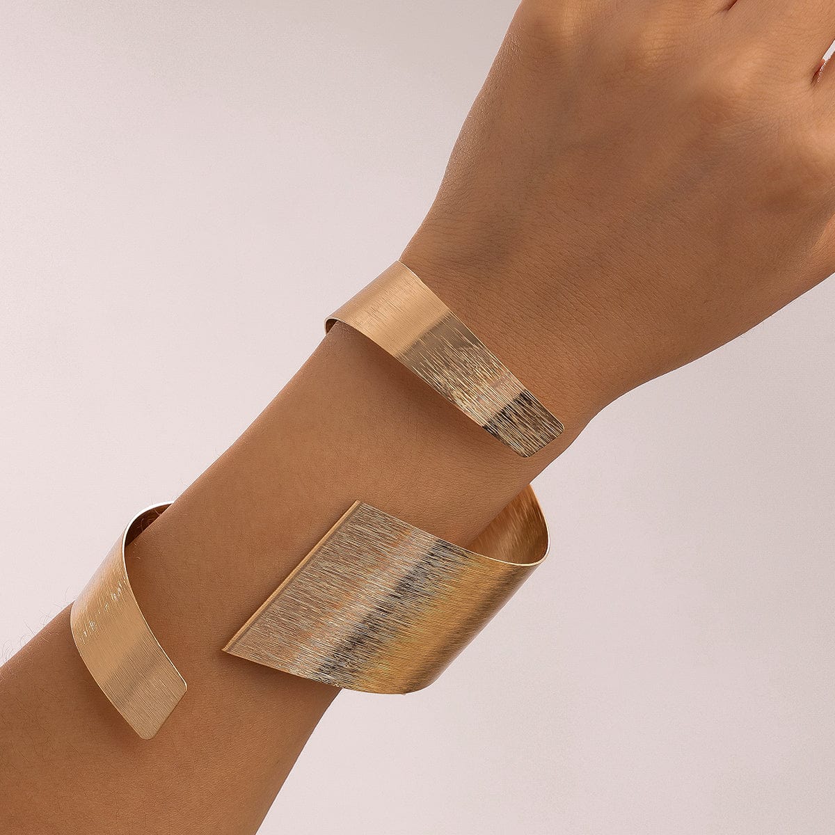 Cyberpunk Geometric Metallic Wrap Wide Cuff Bangle Bracelet