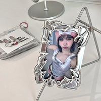 Thumbnail for Cyberpunk Irregular Silver Tone Kpop Keychain Photocard Holder - ArtGalleryZen