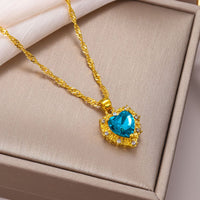 Thumbnail for CZ Inlaid Crystal Heart Pendant Necklace - ArtGalleryZen