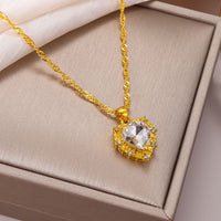 Thumbnail for CZ Inlaid Crystal Heart Pendant Necklace - ArtGalleryZen