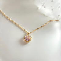 Thumbnail for CZ Inlaid Crystal Heart Pendant Necklace - ArtGalleryZen