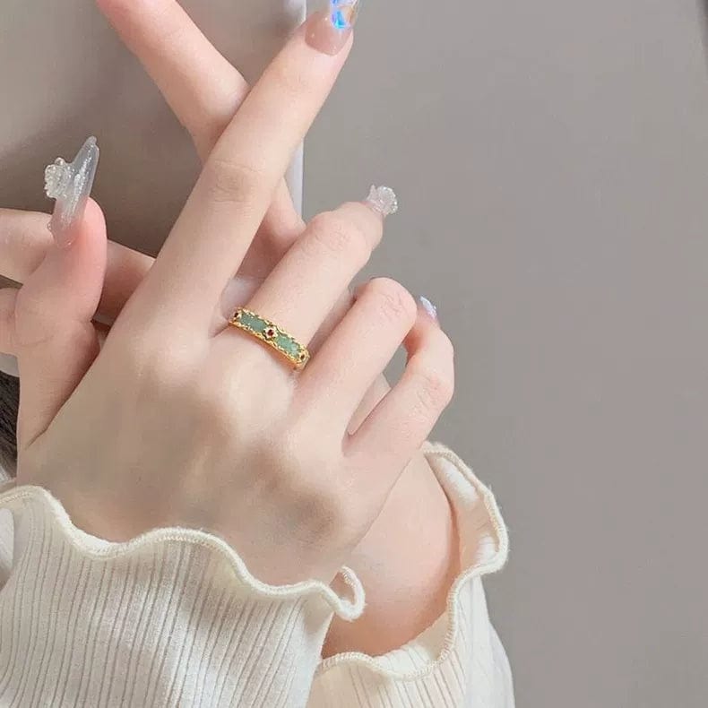 CZ Inlaid Enamel English Floral Ring - ArtGalleryZen