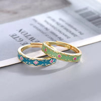 Thumbnail for CZ Inlaid Enamel English Floral Ring - ArtGalleryZen