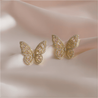 Thumbnail for CZ Inlaid Hollowed-out Butterfly S925 Earposts Stud Earrings - ArtGalleryZen