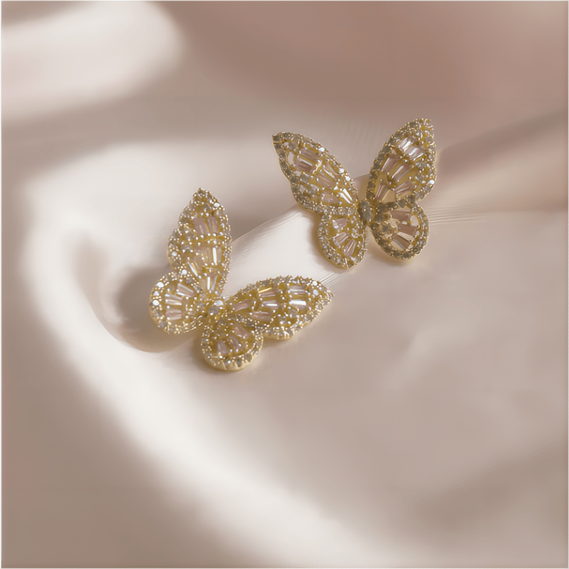 CZ Inlaid Hollowed-out Butterfly S925 Earposts Stud Earrings - ArtGalleryZen