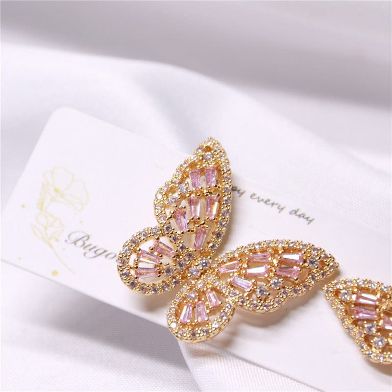 CZ Inlaid Hollowed-out Butterfly S925 Earposts Stud Earrings - ArtGalleryZen