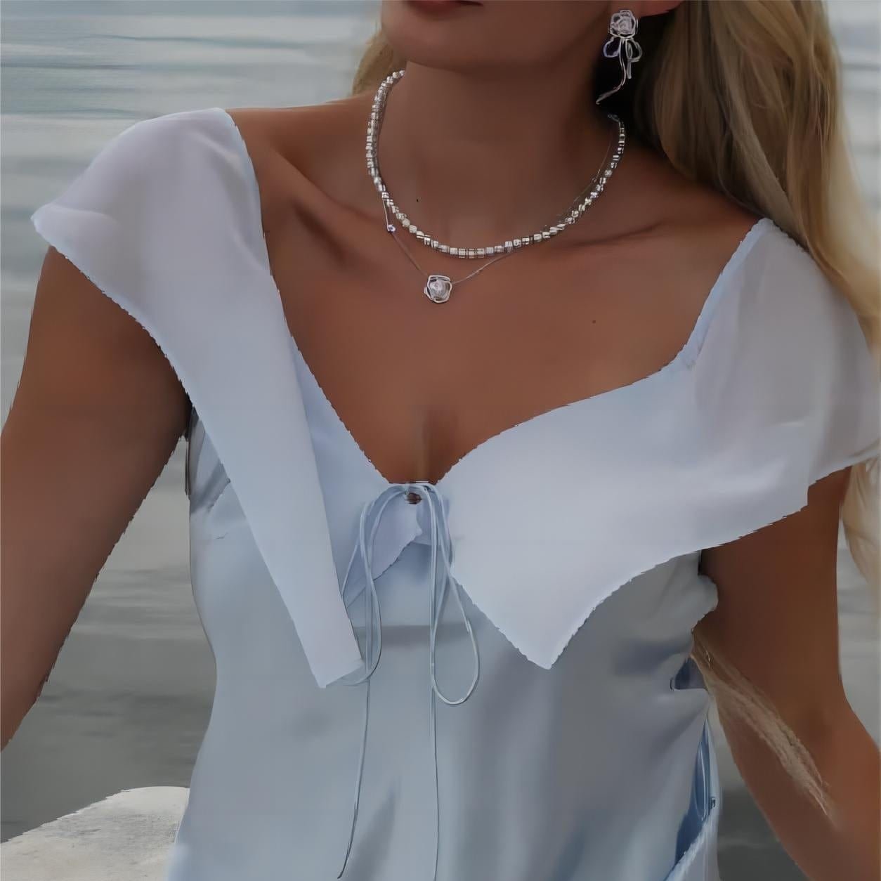 CZ Inlaid Pink Crystal Floral Heart Necklace - ArtGalleryZen