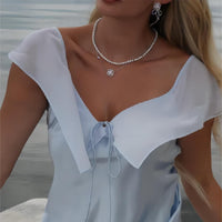 Thumbnail for CZ Inlaid Pink Crystal Floral Heart Necklace - ArtGalleryZen