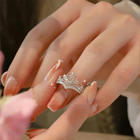 Thumbnail for CZ Inlaid Stackable Silver Crown Ring Set - ArtGalleryZen
